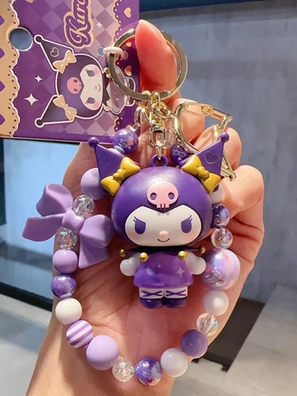 5/$20 Sanrio Kuromi Purple Bead Bracelet Keychain Bag Charm Accessory
